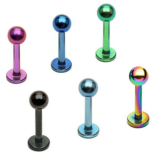 Labret Piercing aus Titan PVD mit Kugel