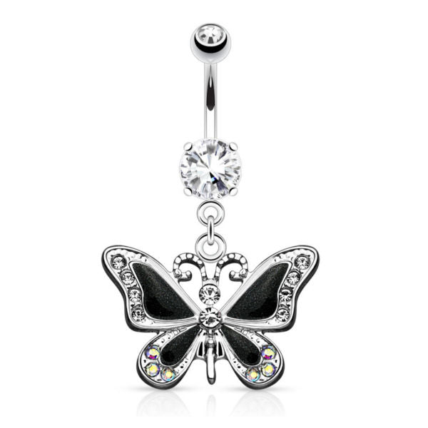 Bauchnabelpiercing Schmetterling mit Strass Steinchen und Kristall Butterfly