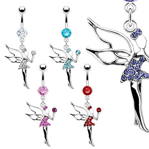 Bauchnabelpiercing Elfe Fee mit Kristall und Strassteinchen Chirurgenstahl