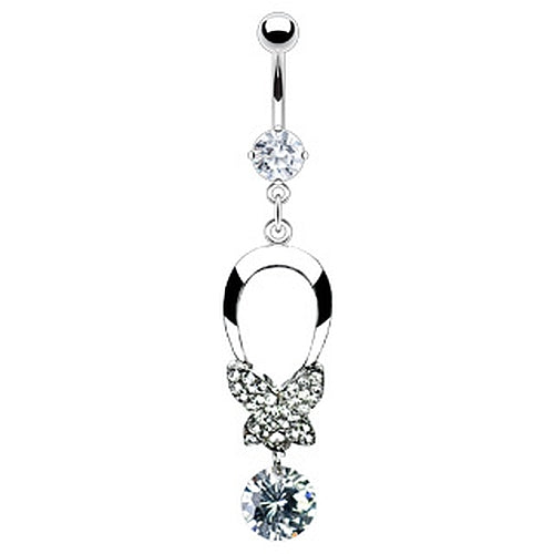 Bauchnabelpiercing mit Zirkonia und Strass Schmetterling Anhänger
