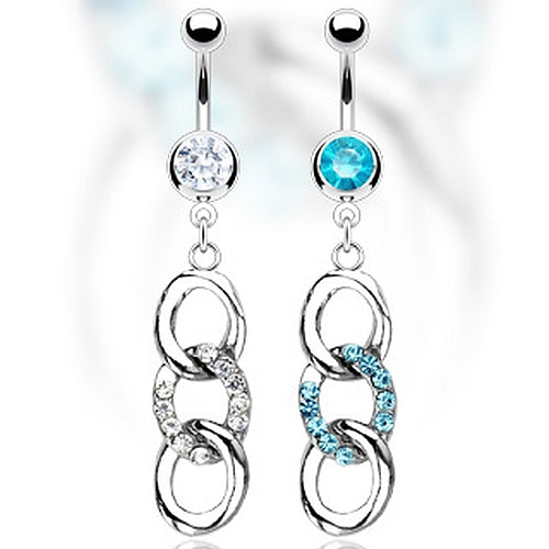 Bauchnabelpiercing mit Zirkonia und Strass Creolen Anhänger