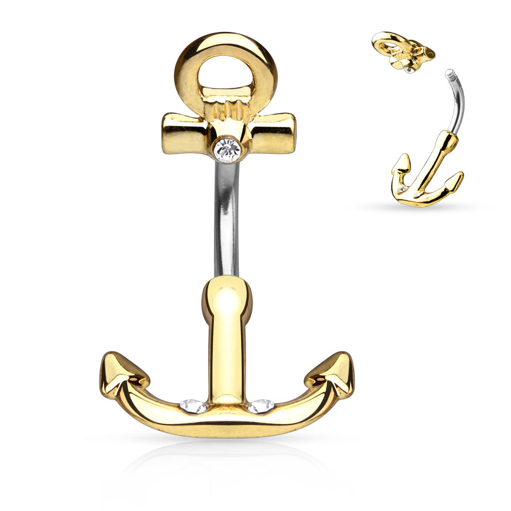 Bauchnabelpiercing Schiffs Anker Maritim Zirkonia C316L Anhänger Ruder