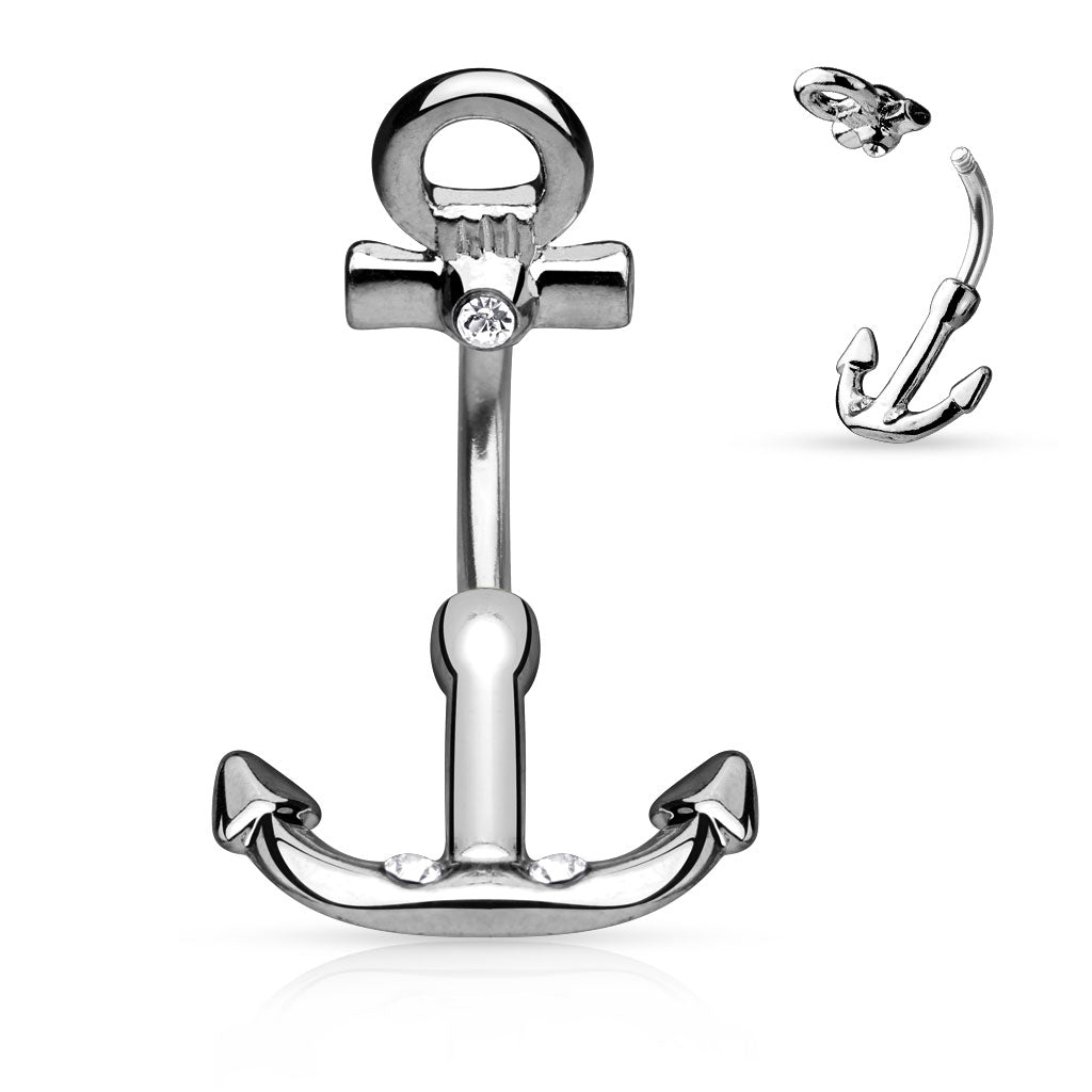 Bauchnabelpiercing Schiffs Anker Maritim Zirkonia C316L Anhänger Ruder