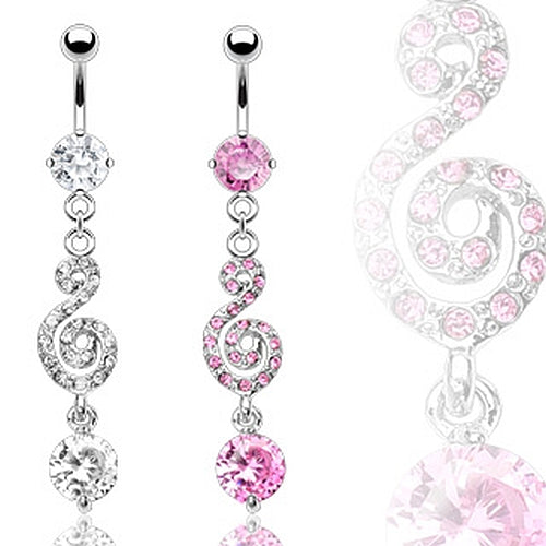 Bauchnabelpiercing mit Strass Musik-Note und Kristallstein