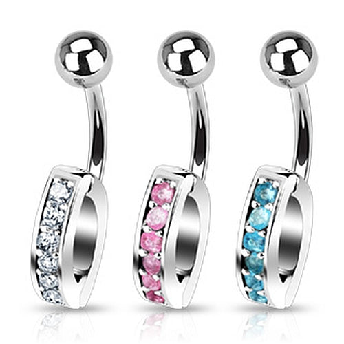 Bauchnabelpiercing mit Strass Steinchen aufklappbar für Anhänger