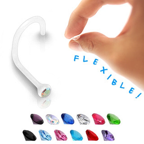 Nasenpiercing flexibel Bioplastic mit Strass