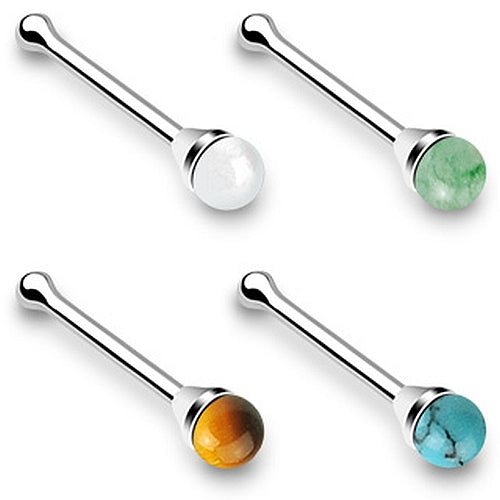 Nasenpiercing Naturstein Optik aus 925er Silber
