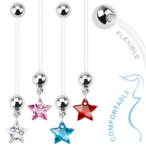 Bauchnabelpiercing Bioflex PTFE flexibel Schwangerschaft Kristall Stern Star Pregnant