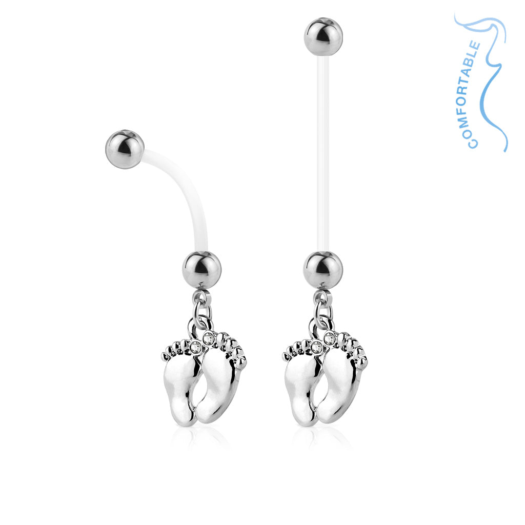Bauchnabelpiercing Schwangerschaft Piercing Banane PTFE Bioflex Strass Baby Füße