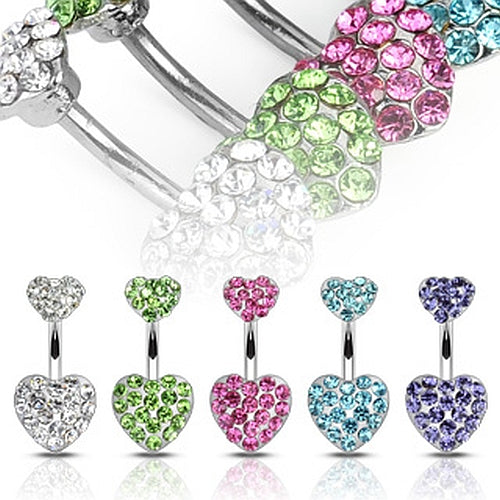 Bauchnabelpiercing mit glitzernden Zirkonia Herzen Heart Chirurgenstahl