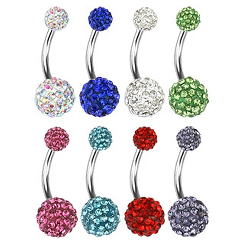Bauchnabelpiercing mit Multi Zirkonia* Kristalle Ferido aus Chirurgenstahl