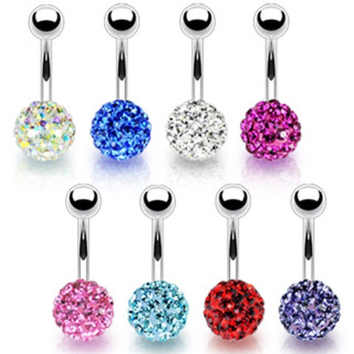 Bauchnabelpiercing mit Multi Ferido Kristall Strass Stein Kugel aus Chirurgenstahl