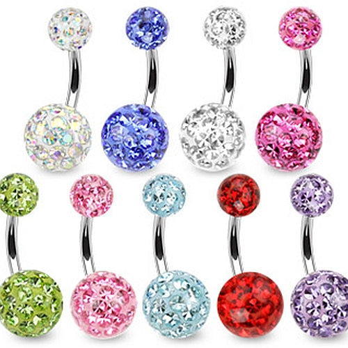 Bauchnabelpiercing Epoxy Ferido Multi Zirkonia* Kristalle C316L Chirurgenstahl Farbwahl