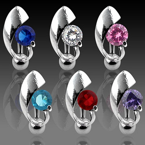 Reverse Bauchnabelpiercing mit Kristall-Stein aus Chirurgenstahl