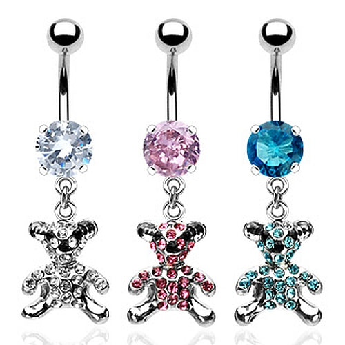 Bauchnabelpiercing mit Strass Bärchen aus Chirurgenstahl