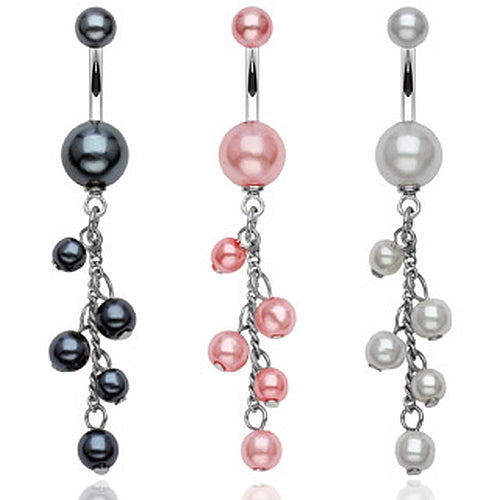 Edles Bauchnabelpiercing mit 7 Perlen Anhänger