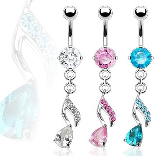 Bauchnabelpiercing mit Strass Kristall-Musiknote aus Chirurgenstahl