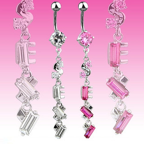 Bauchnabelpiercing "SEXY" Anhänger mit *Zirkonia Kristallsteinen aus Chirurgenstahl