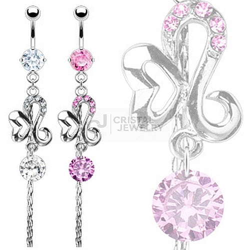 Bauchnabel Piercing mit eleganter Strass-Schleife Zirkonia* Steinchen