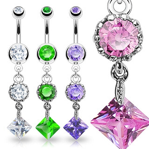 Bauchnabelpiercing Zirkonia CZ Anhänger "Vintage-Style"