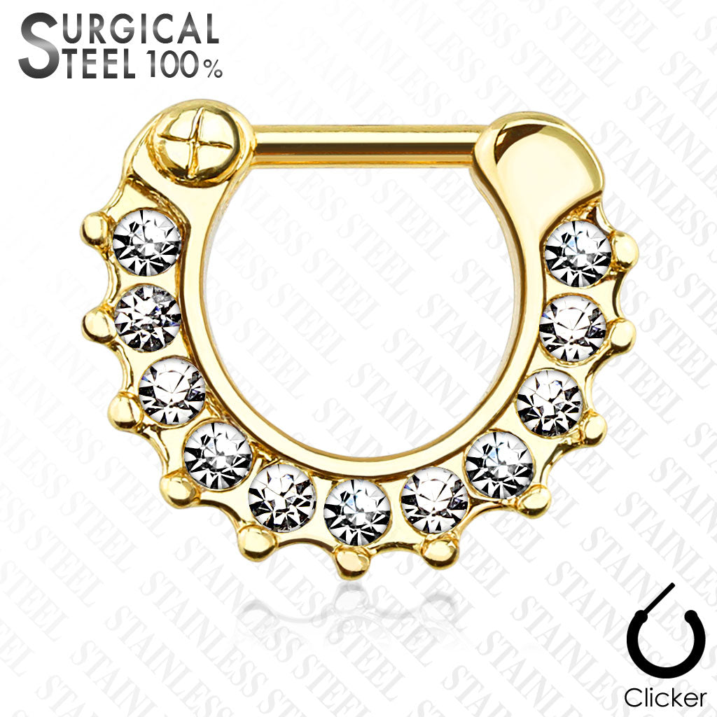Septum Nasenpiercing Clicker Nasenring 11 Kristall Strass Steinchen Helix Clip