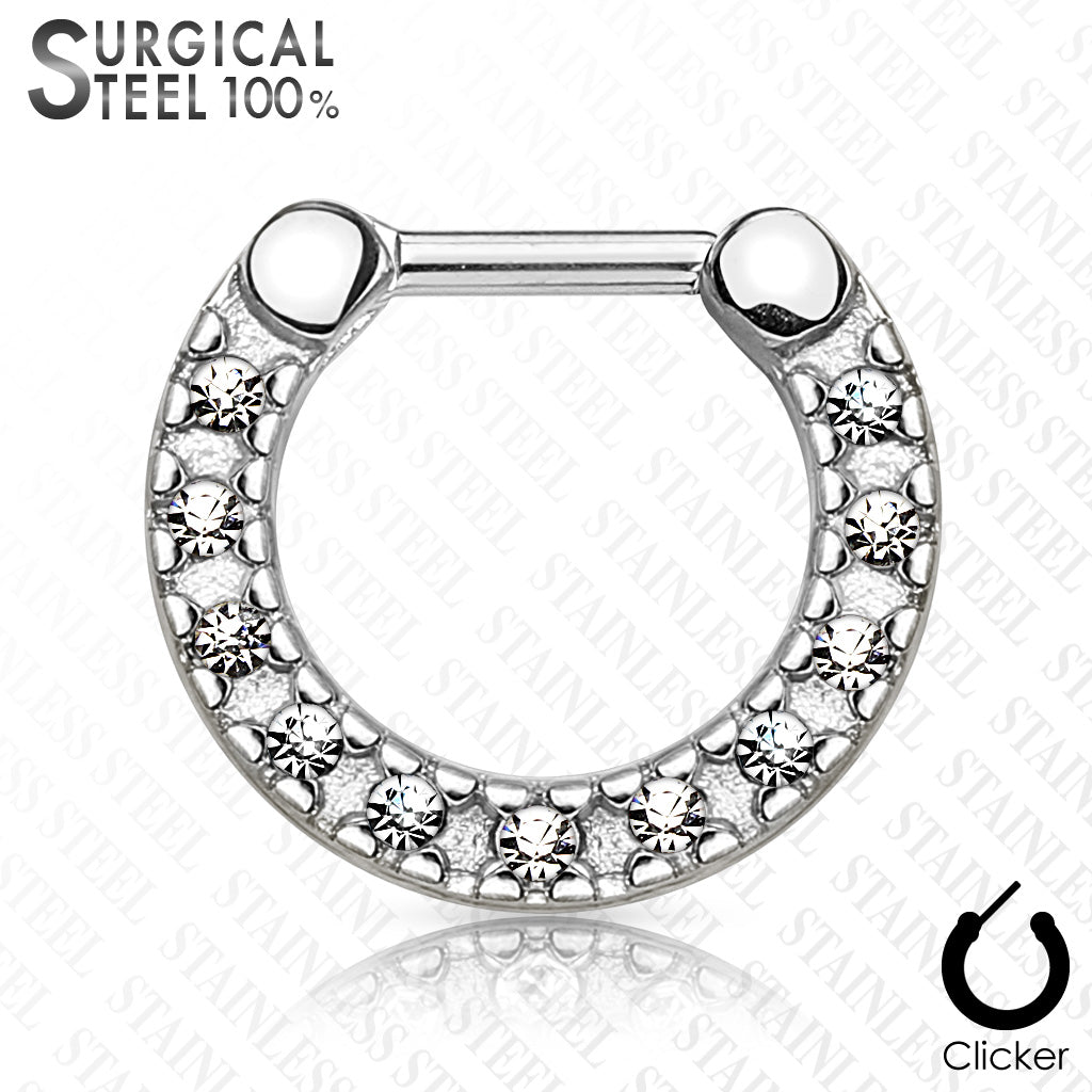 Septum Nasenpiercing Clicker Nasenring 11 Kristall Steinchen Helix Clip C316L