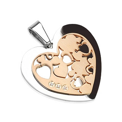 Kettenanhänger Herz bronze mit Strass Chirurgenstahl C316L