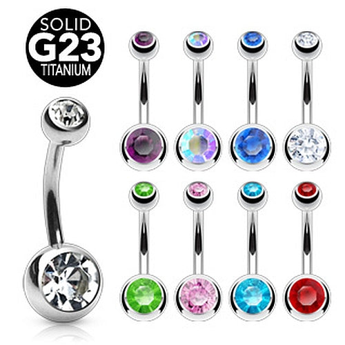 Bauchnabelpiercing Titan Double Zirkonia Gem Ball