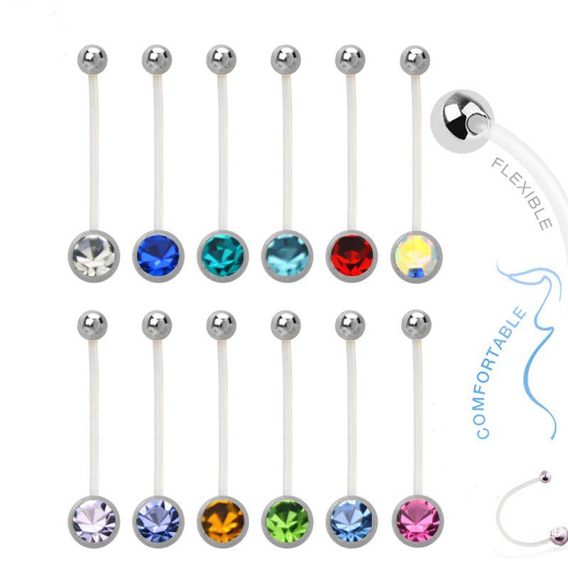Bauchnabelpiercing Bioflex PTFE flexibel Schwangerschaft Kristall Pregnant
