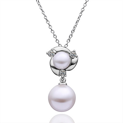 Halskette + Ohrstecker Ohrringe Set vergoldet Silber Perlen und Kristall Hochzeit