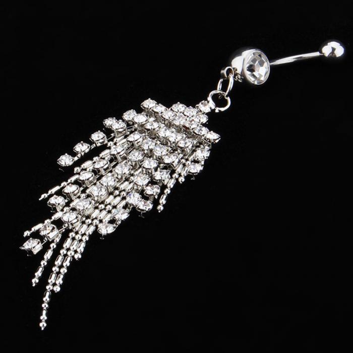 Bauchnabelpiercing *Zirkonia Anhänger Strass Kristall silberfarbe Dangle Farbwahl