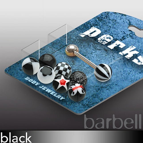 Piercing Set Zungenpiercing aus Chirurgenstahl mit bunten Acryl Kugeln