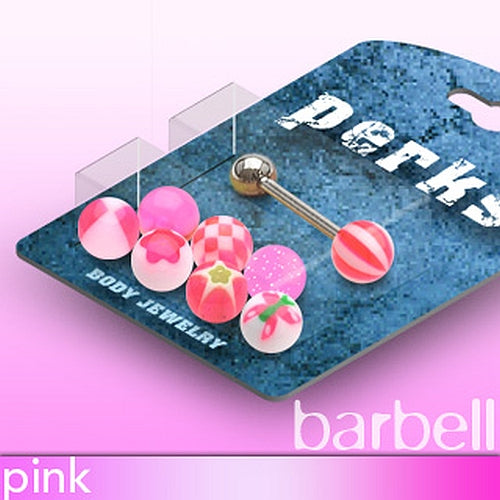 Piercing Set Zungenpiercing aus Chirurgenstahl mit bunten Acryl Kugeln